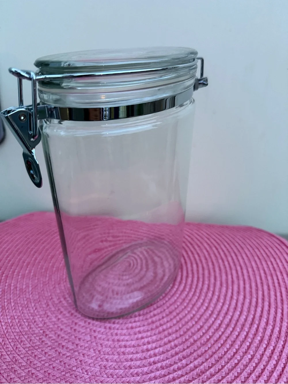 Clear Glass Airtight Storage Jar with Metal Clamp Lid Oblong Oval